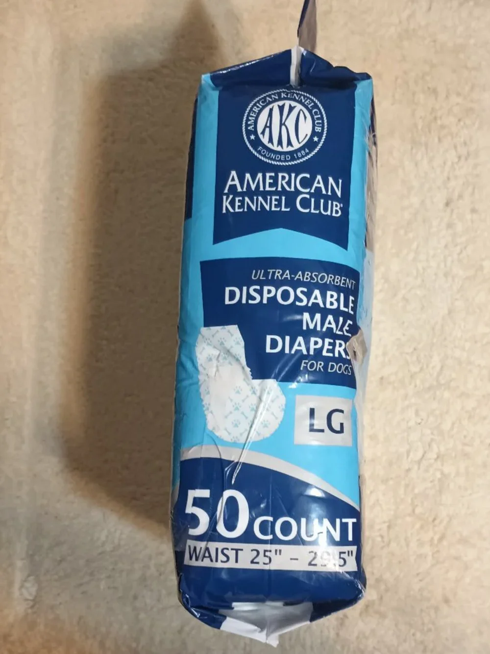 American Kennel Club Disposable Diapers for Male Dogs; Size: Large, 50 Ct. Pkg.